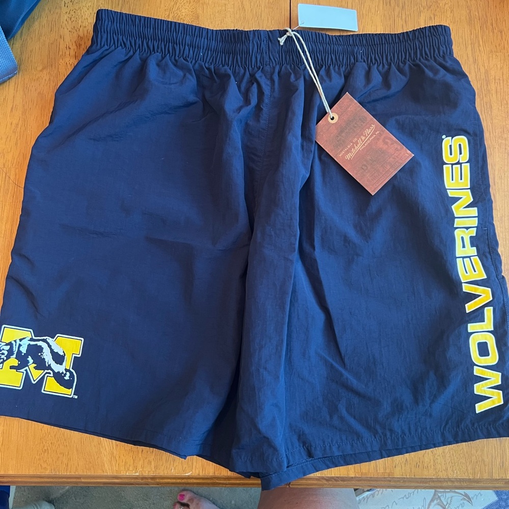 Wolverines Mitchell & Ness Navy NCAA Heritage Shorts L